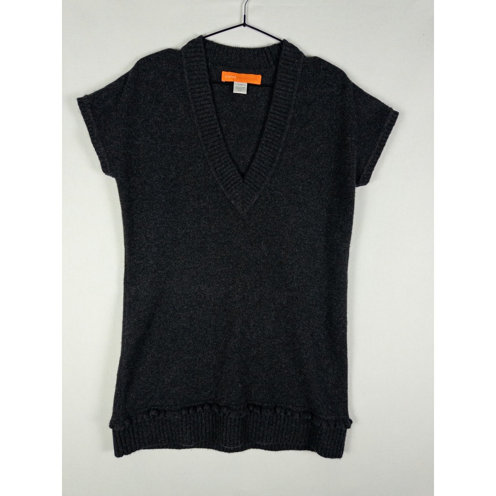Cynthia Cynthia Steffe 100% Cashmere V-Neck Sweater Womens L Charcoal Gray Quiet